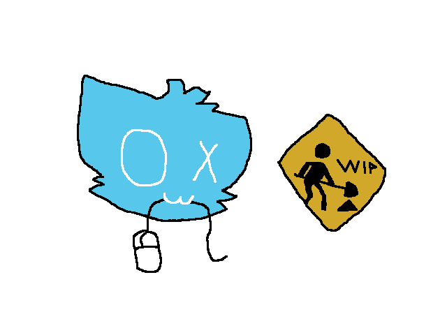 drawing of the vap mascot holding a computer mouse with a construction sign to the right